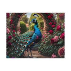 Fantasy Peacock in Rose Garden Jigsaw Puzzle