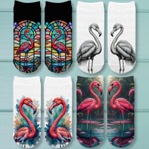 Pink Flamingo No Show Ankle Socks