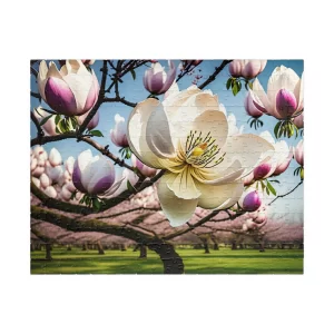 Pink Magnolia in Bloom Tree Jigsaw Puzzle