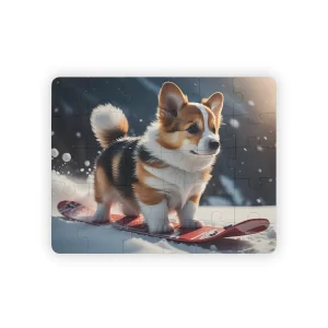 Snowboarding Corgi Puppy Kid's Jigsaw Puzzle