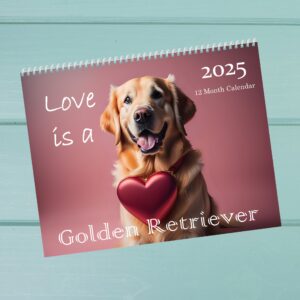 2025 Golden Retriever Dog 12 Month Calendar