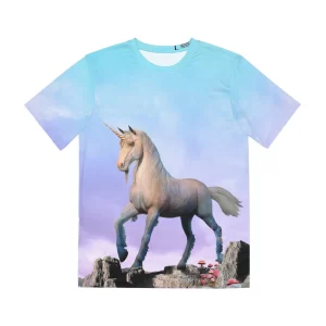 Unicorn on Mountain Fantasy T-shirt